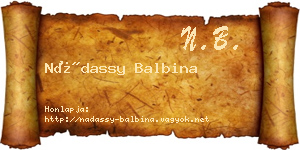 Nádassy Balbina névjegykártya